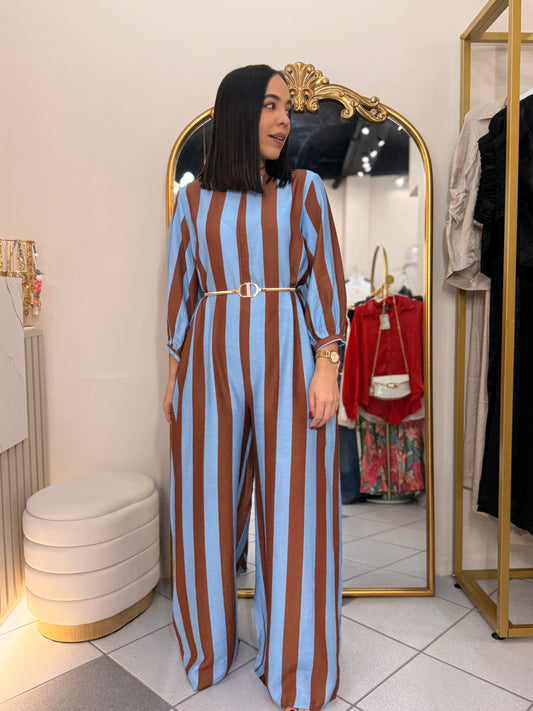 BLUE/BROWN  JUMPSUIT