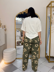 VERDE  FLORAL PANTALÓN BARREL