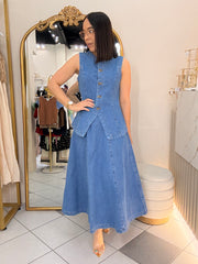 MIKAL DENIM SET FALDA Y VEST
