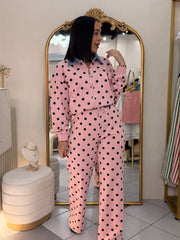 PINK/BLACK  POLKA DOT SET TRAVEL