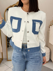AURA" BLAZER WHITE/DENIM