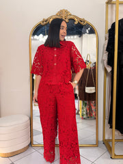 SET PANTALON ROJO ELEGANTE