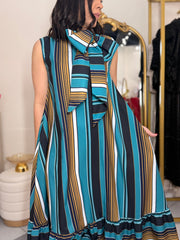 KELLY" TEAL/MUSTAZA DRESS