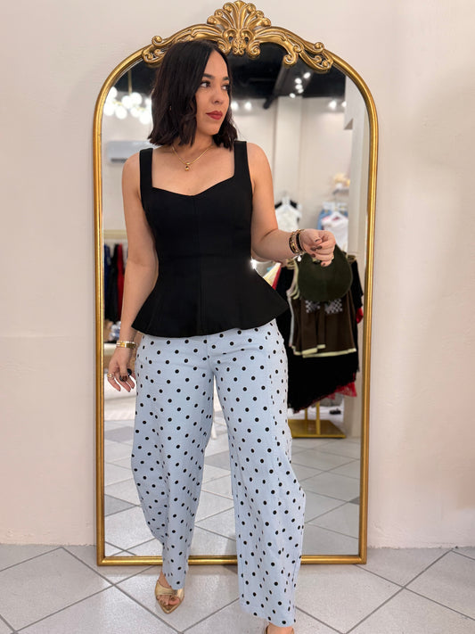 BLUE POLKA DOT  BARREl PANTS