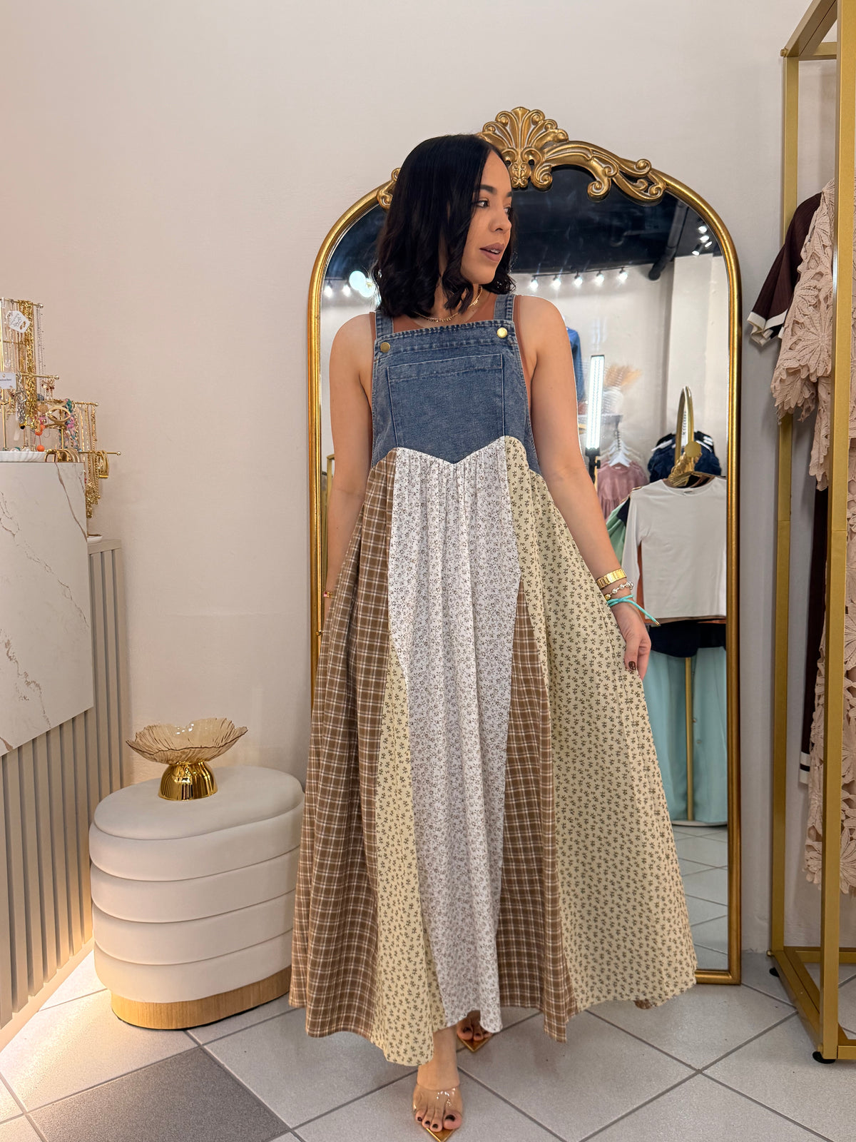 FERNANDA” DRESS DENIM CUADROS