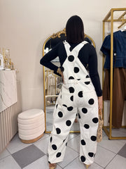 IVE” WHITE POLKA DOT JUMPSUIT