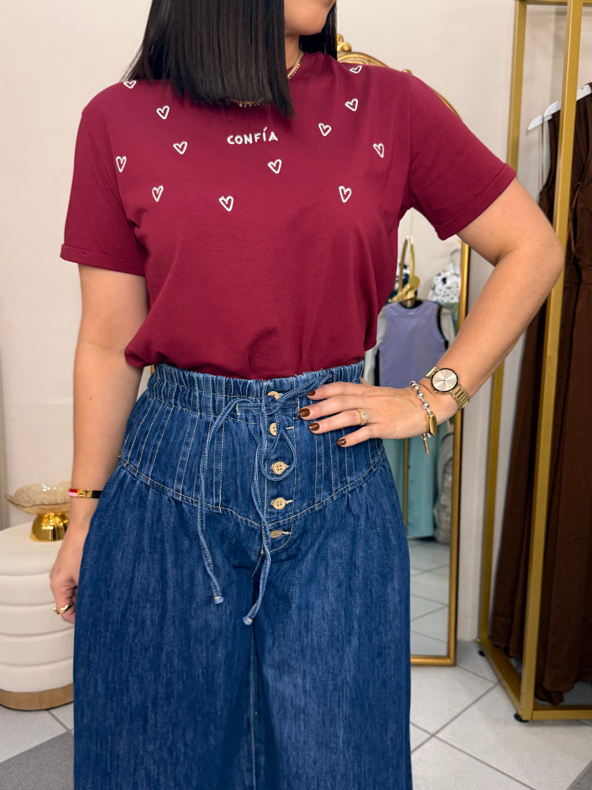 CONFIA TSHIT- BURGUNDY