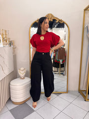 NEISHA " BLACK   BARREL PANTS
