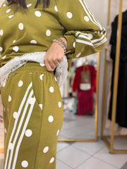 OLIVE SET POLKA DOT