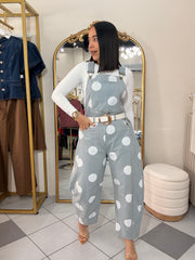IVE” GRAY POLKA DOT JUMPSUIT