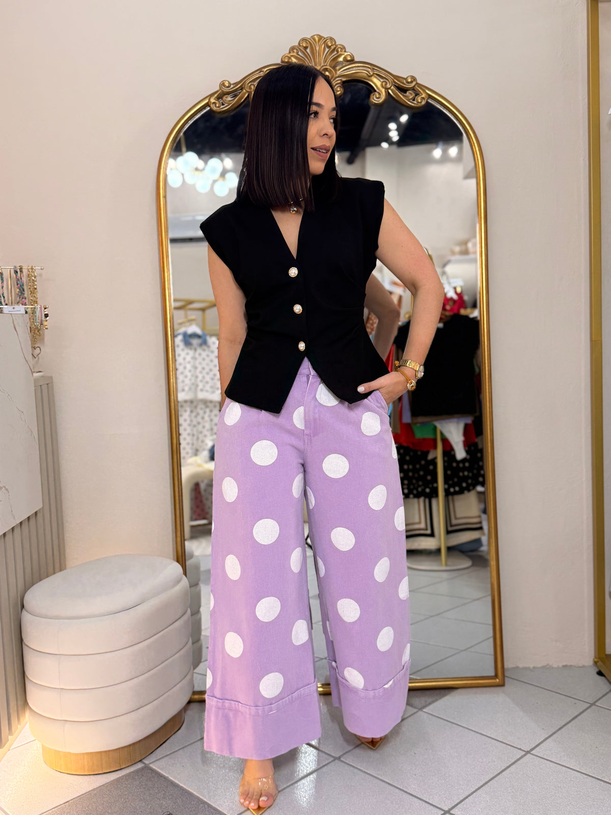 DENIM VIOLETA POLKA DOT “ PANTALÓN