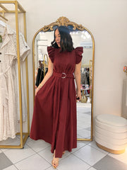 KIARA” BURGUNDY DRESS