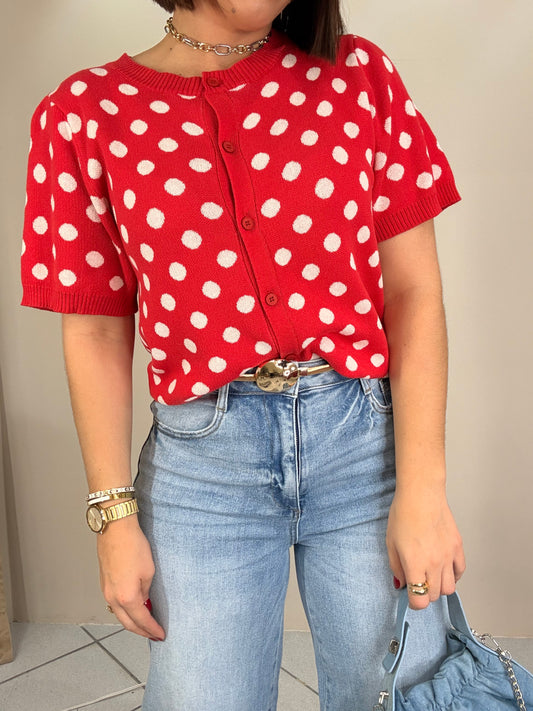 RED/WHITE POLKA DOT TOP