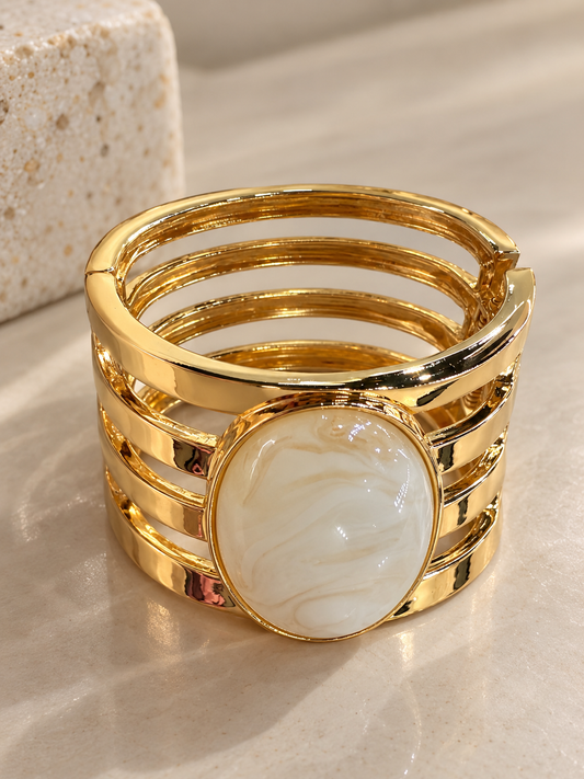 PULSERA DORADA PIEDRA BLANCA
