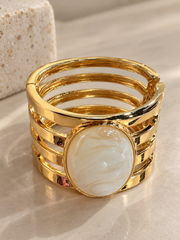 PULSERA DORADA PIEDRA BLANCA