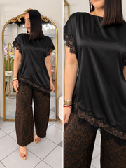 AURORA BLACK SATIN BLOUSE
