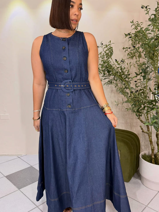 PRE ORDEN AMELIA " DARK DENIM DRESS LLEGA APROX 26 febrero