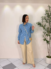 SILVER  HEART LIGHT DENIM TOP