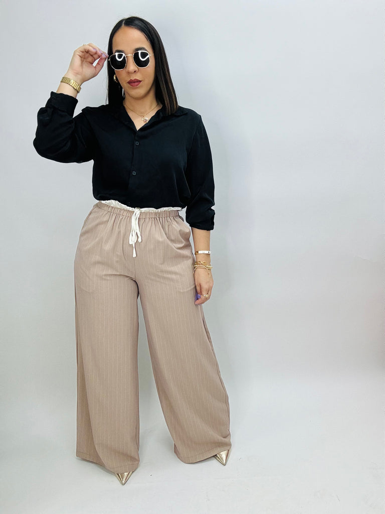 KAROLINA” NUDE TRIPED PANTS