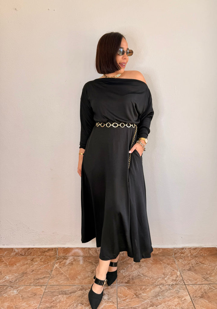 BLACK MIDI DRESS