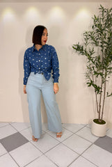 SILVER  HEART  DARK DENIM TOP