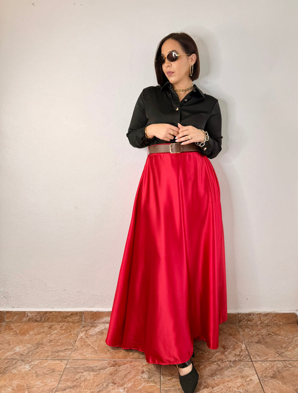 RED MAXI SKIRT