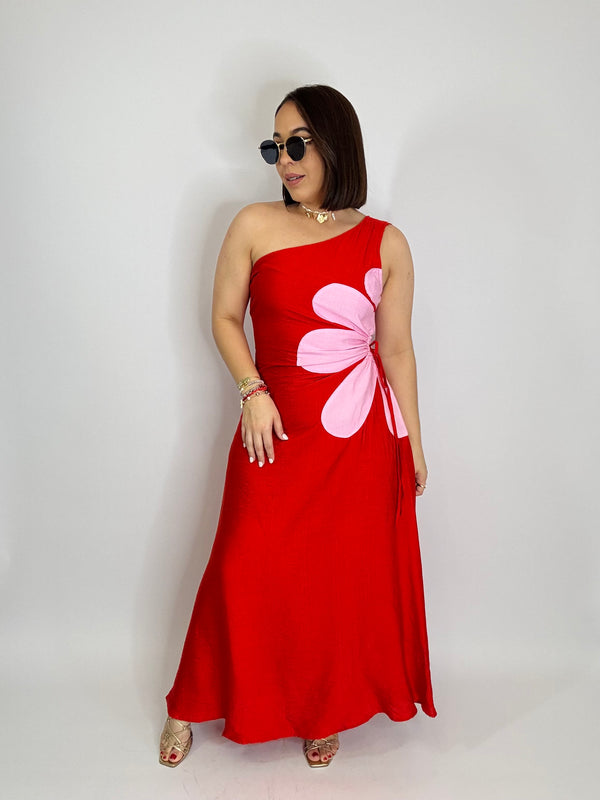 LESLY RED AND PINK DRESS