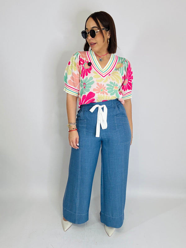 BLUE WIDE LEG PANT