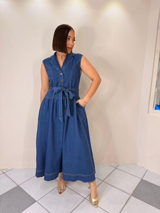ESMERAY" DARK DENIM DRESS