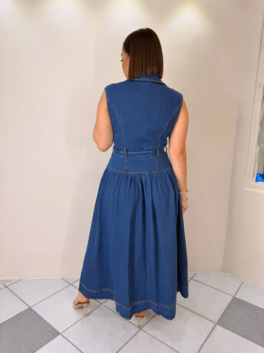 ESMERAY" DARK DENIM DRESS
