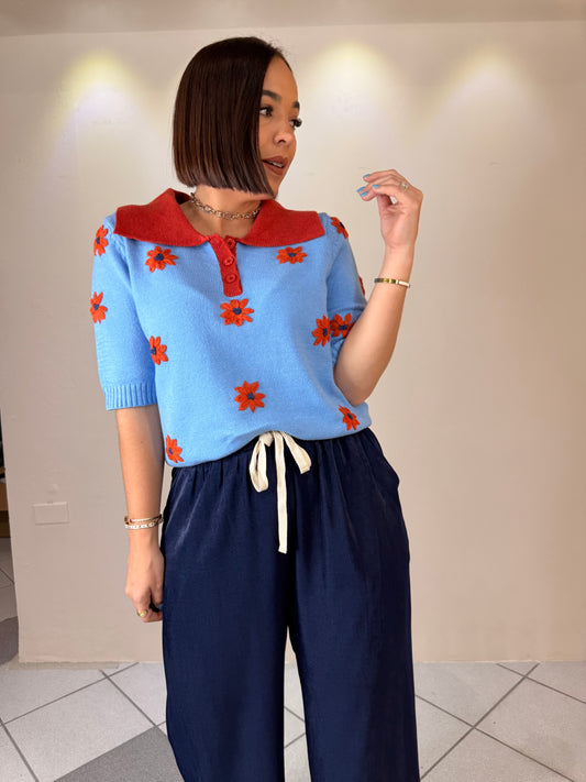 FLORY BLUE SWEATER TOP