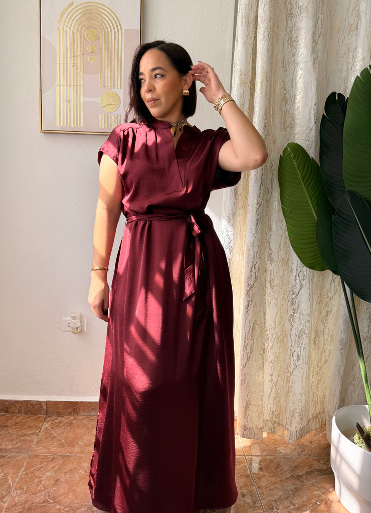REBECA" BURGUNDY DRESS