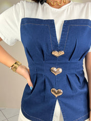 GABRIELA- DENIM  LOVE TOP