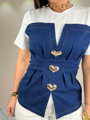 GABRIELA- DENIM  LOVE TOP