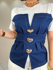 GABRIELA- DENIM  LOVE TOP