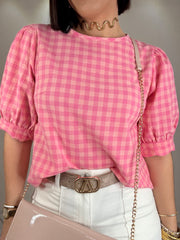 PRE ORDEN GINGHAM CHECK PINK BLOUS LLEGA PARA 12 febrero