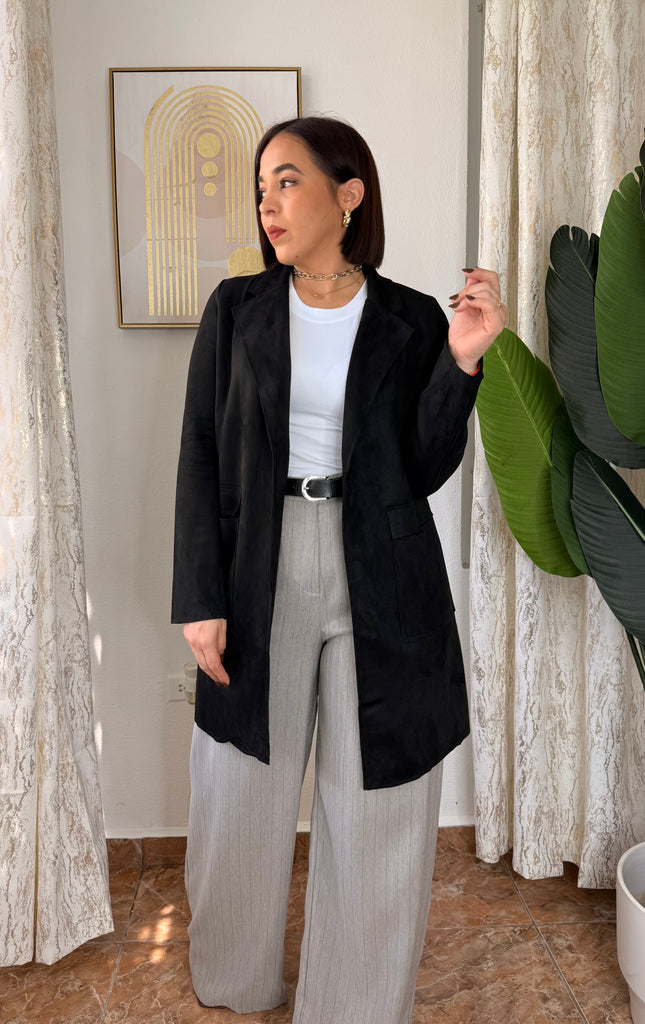 BLACK " LONG SUEDE JACKET