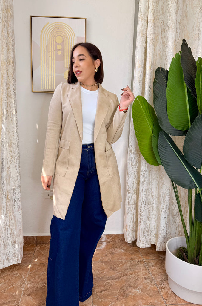 BEIGE " LONG SUEDE JACKET