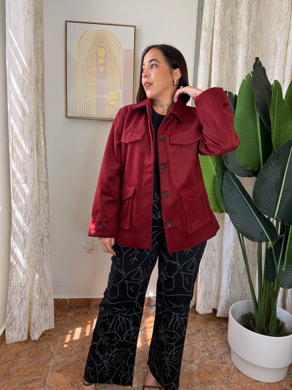 BURGUNDY"  LONG JACKET COAT