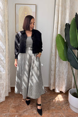 HOUNDSTOOTH MUSE MIDI DRESS