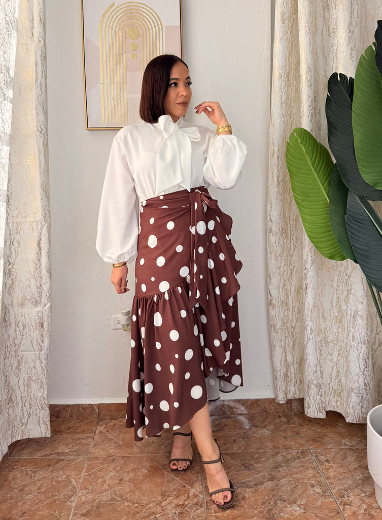 BROWN POLKA SKIRT