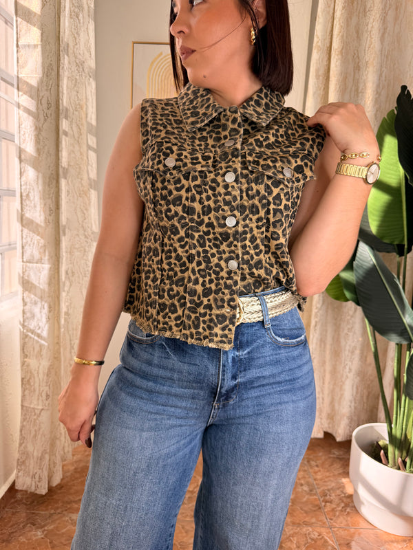 BEIGE VEST LEOPARDO