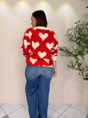 LENI” SWEATER  RED CORAZONES
