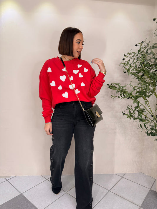 SWEATER  RED CORAZONES