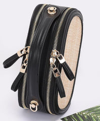 FAUX STRAW BOWLING BAG