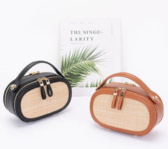 FAUX STRAW BOWLING BAG