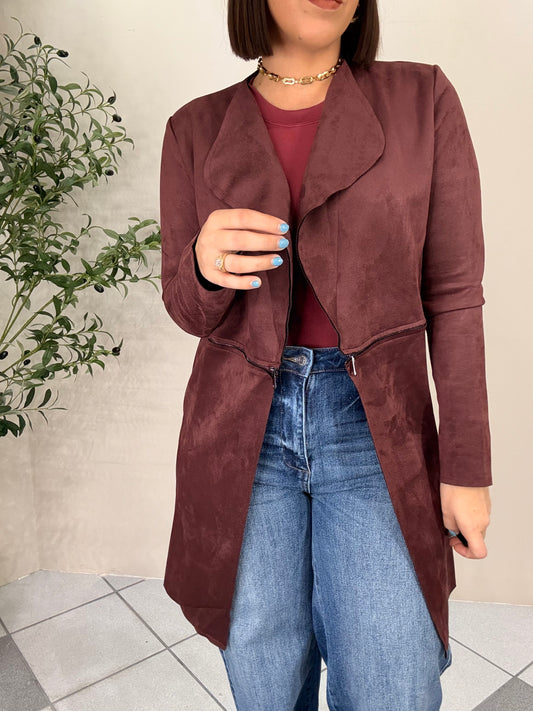 BURGUNDY  BLAZER SUEDE
