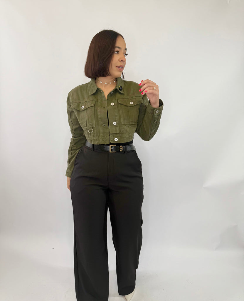 OLIVE DENIM JACKET