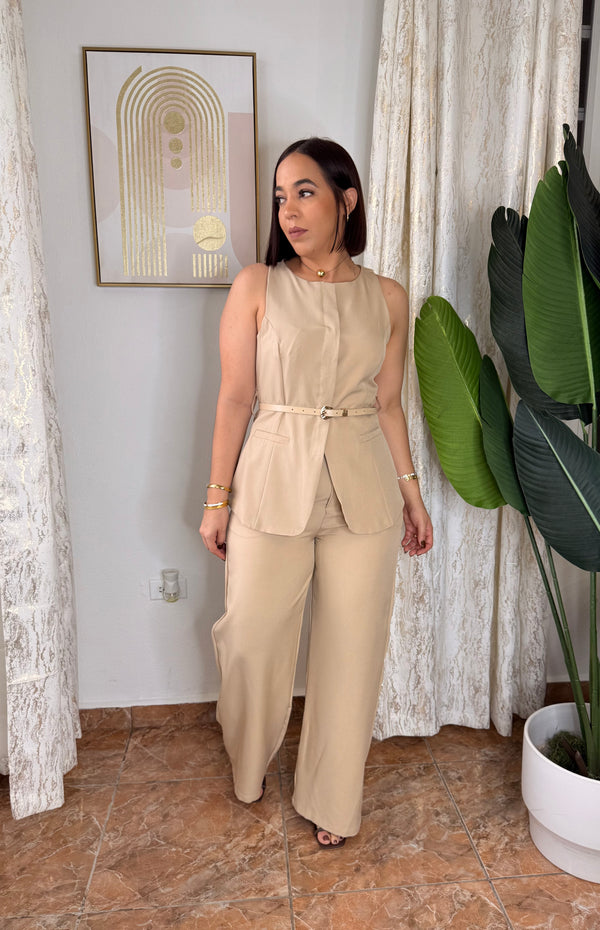 MICHELLE" BEIGE SET DOS PIEZAS