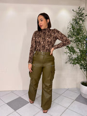 OLIVE LEATHER PANT